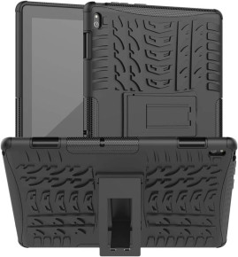 Силиконов гръб ТПУ Hybrid с твърда част и стойка за Lenovo Tab E10 TB-X104F черен